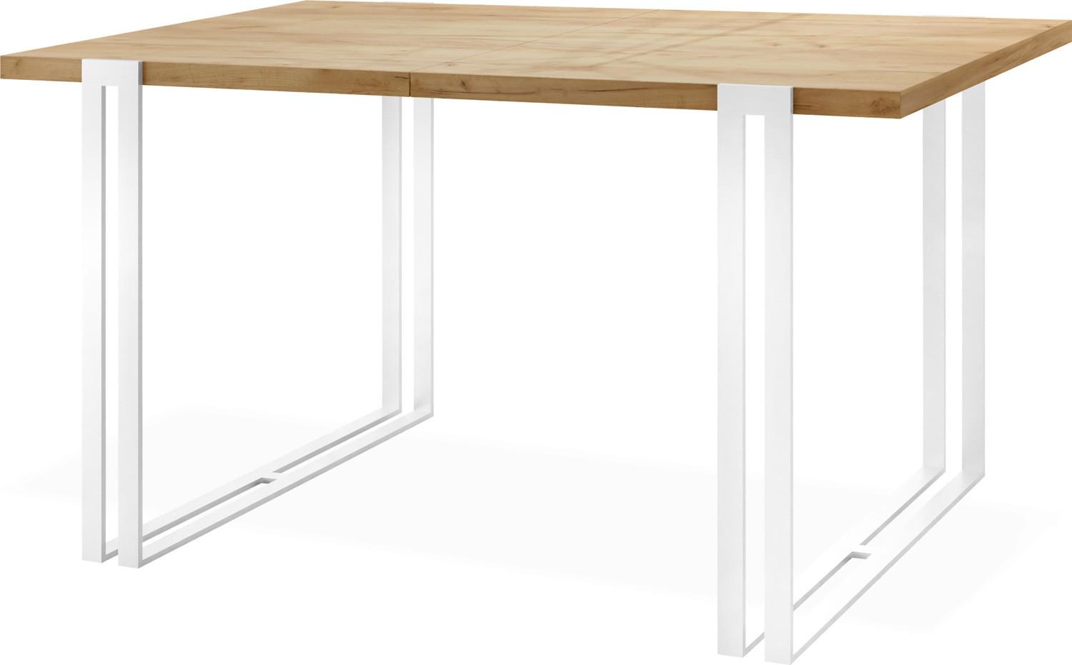 ESSTISCH Lilo rechteckig ausziehbar, Craft Eiche 120-220/80/76 cm - Eiche Wotan/Weiß, Holzwerkstoff/Metall (80/220/76cm) - WFL GROUP