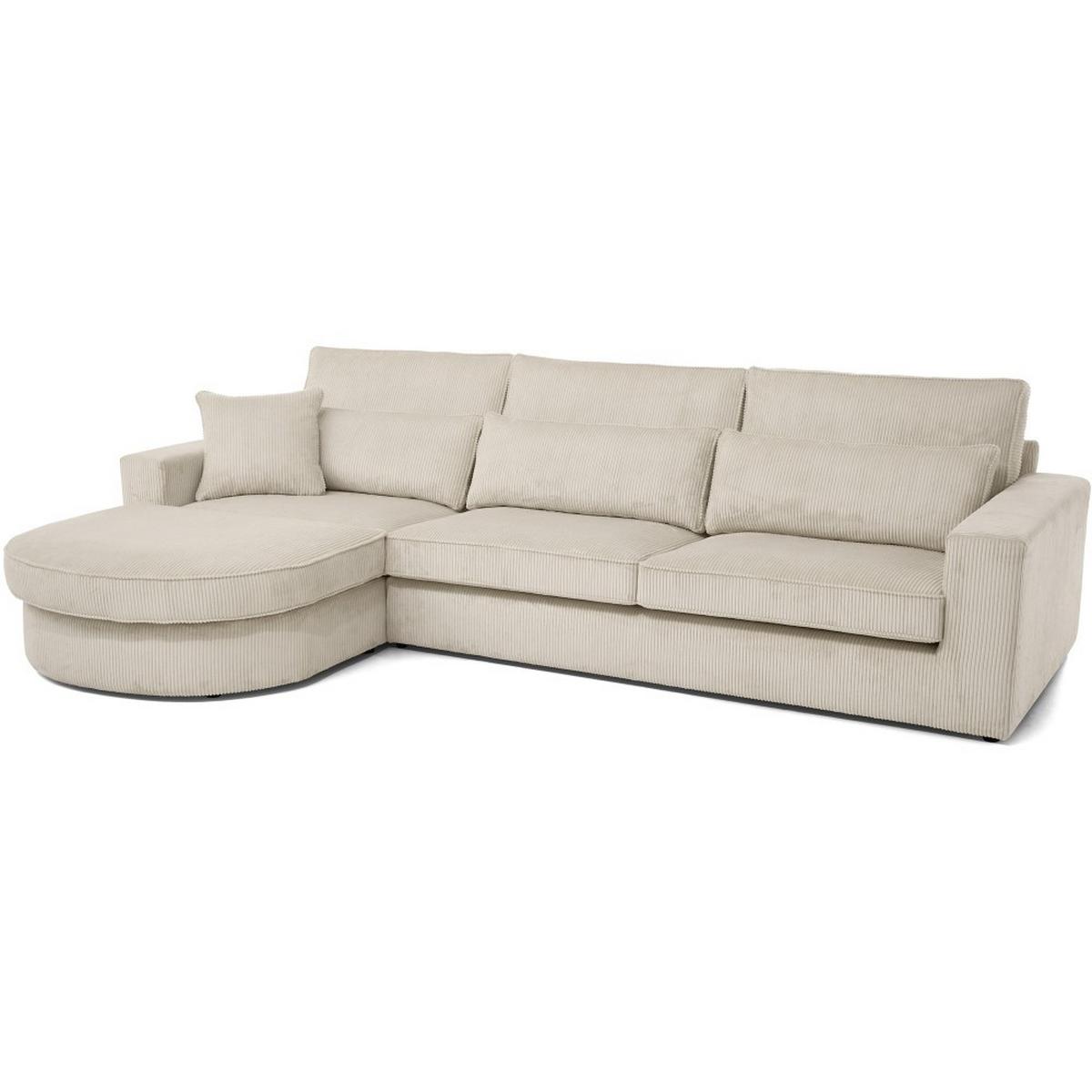 ECKSOFA Pablo ohne Schlaffunktion, mit abgerundeter Ottomane, links, Beige - Beige, Textil (319/196cm) - Beautysofa