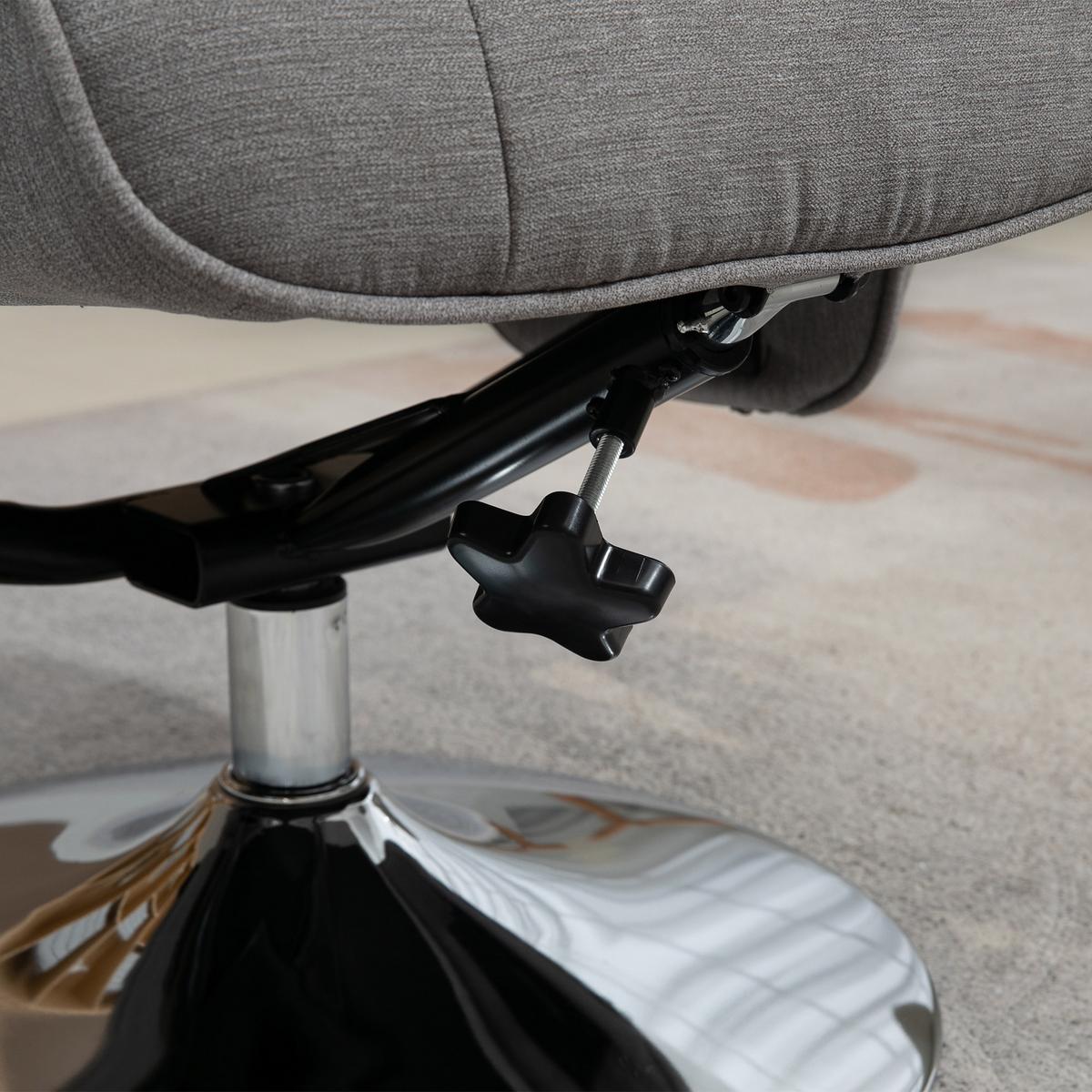 RELAXSESSEL mit Fußhocker 360°drehbarer Fernsehsessel bis 150 kg Samt Grau - Chromfarben/Grau, Textil/Metall (71/104/69cm) - HOMCOM