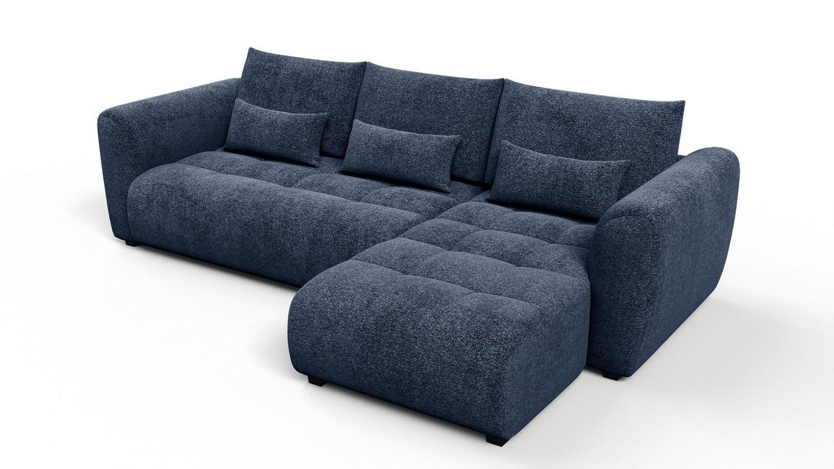 ECKSOFA SORENO 4-Sitzer, dunkelblau - Schwarz/Dunkelblau, Holz/Textil (293/171cm) - Wozimo
