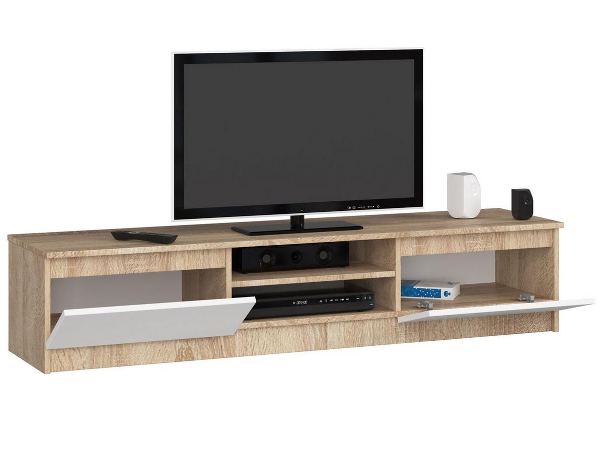LOWBOARD Eiche Sonoma, Weiß 33/160/40 - Weiß, Holzwerkstoff (160/33/40cm) - RAUMHIRSCH FURNITURE