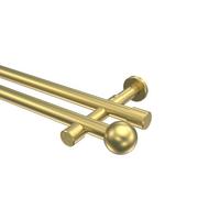 GARDINENSTANGE Prestige Luino 420 cm (geteilt in 3 x 140 cm), 2-läufig (ohne Ringe), 20 mm Ø Messing-Optik - Messingfarben, Metall (420cm) - INTERDECO