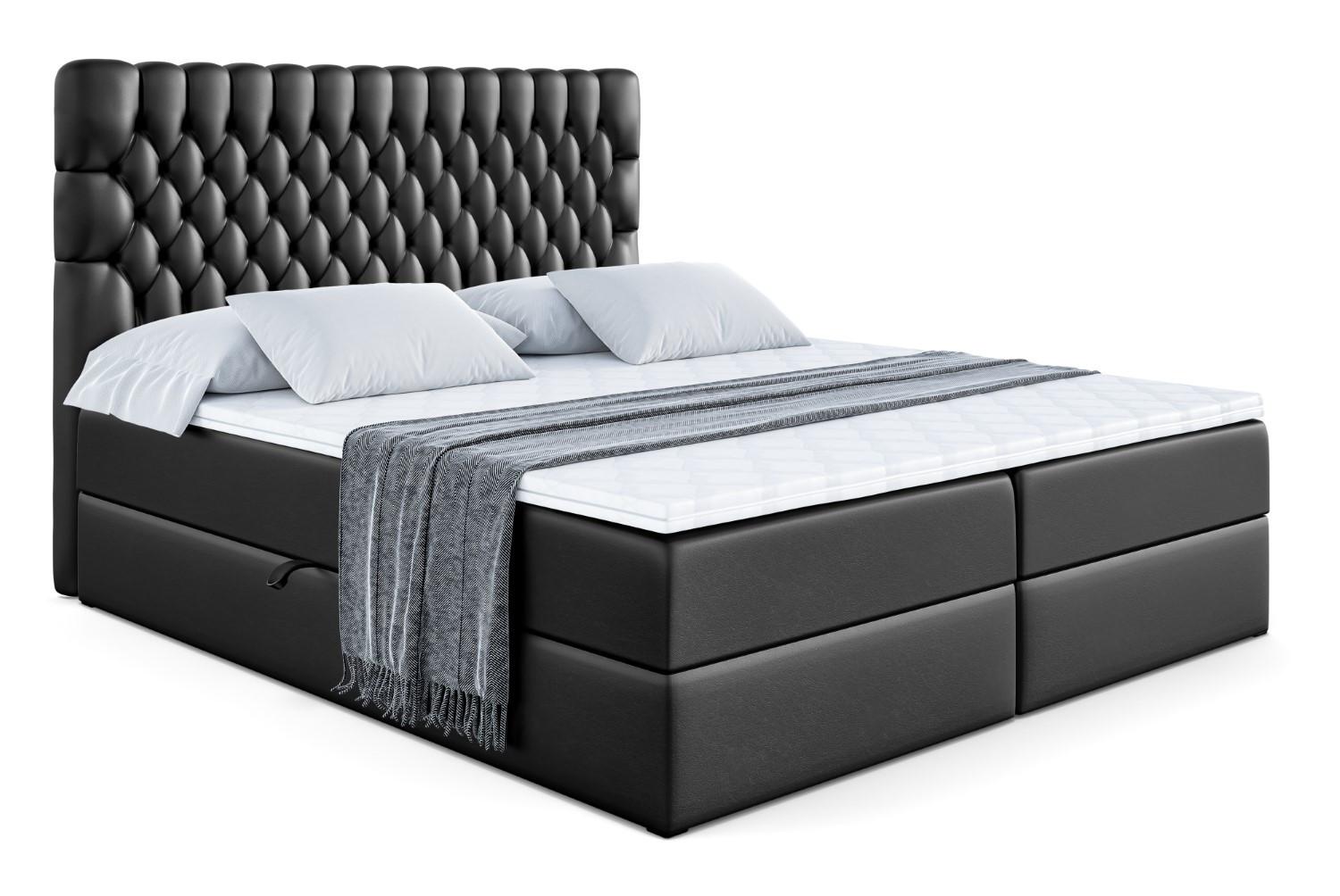 BOXBETT mit Matratze H4 und Lattenrost - SERENE - 140x200 - H4 - Schwarz Hochglanz - Schwarz Hochglanz, Holzwerkstoff (140/200cm) - ALTDECOR
