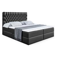 BOXBETT mit Matratze H4 und Lattenrost - SERENE - 140x200 - H4 - Schwarz Hochglanz - Schwarz Hochglanz, Holzwerkstoff (140/200cm) - ALTDECOR