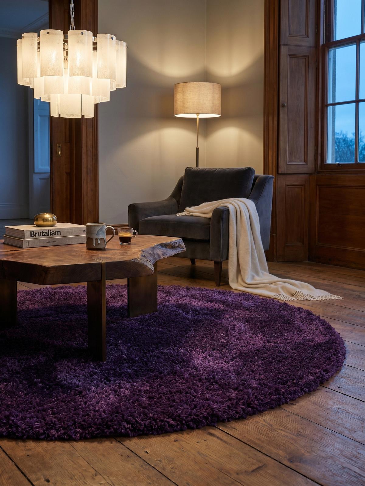 HOCHFLORTEPPICH SALZACH, einfarbig, aus Polypropylen, Violett, Ø 160 cm - Lila, Textil (160/160cm) - KADIMA DESIGN