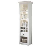 REGAL weiß Pinie 58 x 207 cm Landhaus, Vitrine mit Weinregal - Schwarz/Weiß, Holzwerkstoff/Metall (58/207/45cm) - Furn.Design