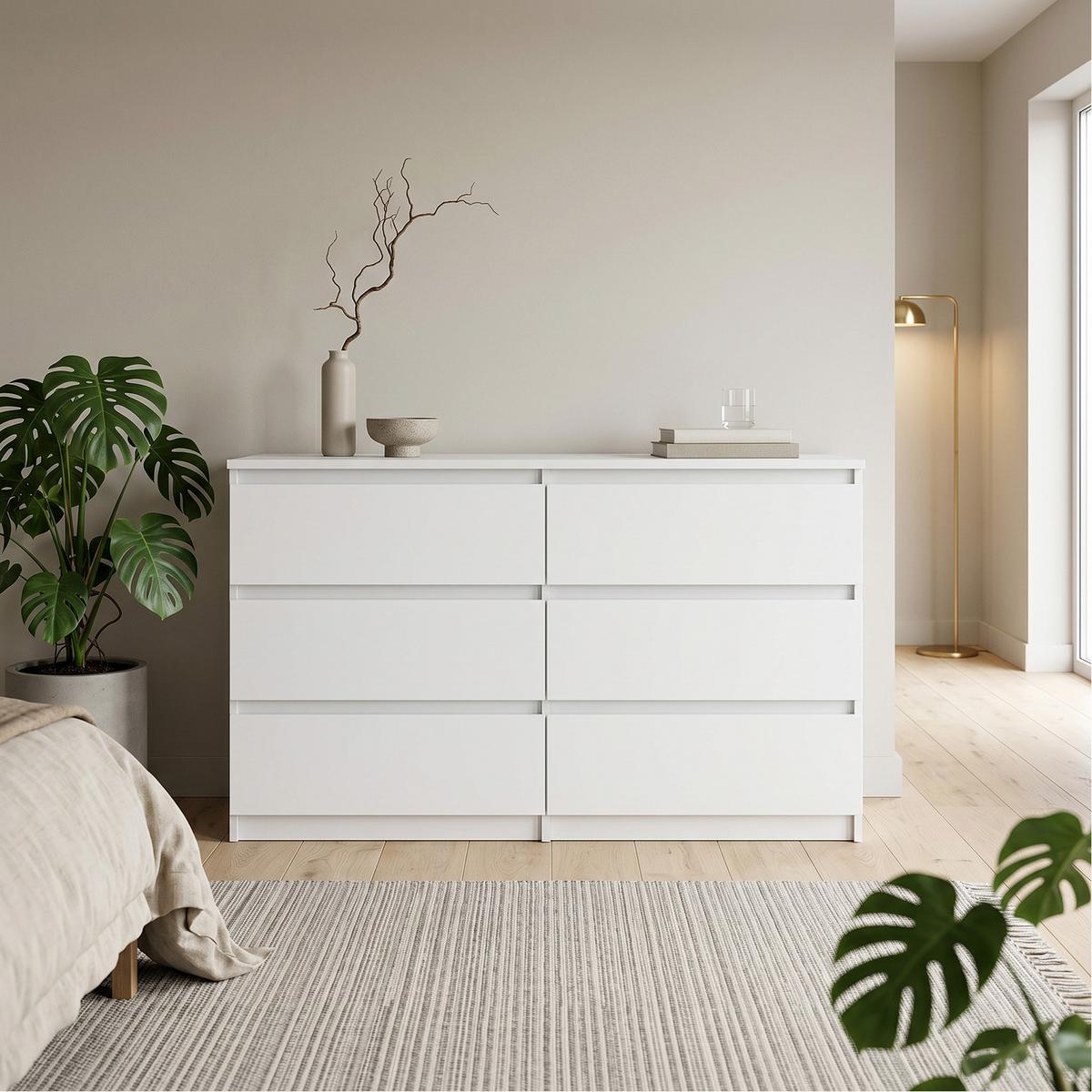 KOMMODE NUDO 100/78,5/39cm mit 6 Schubladen Türen Weiß - Weiß, Holzwerkstoff (100/78.5/39cm) - MASSENO
