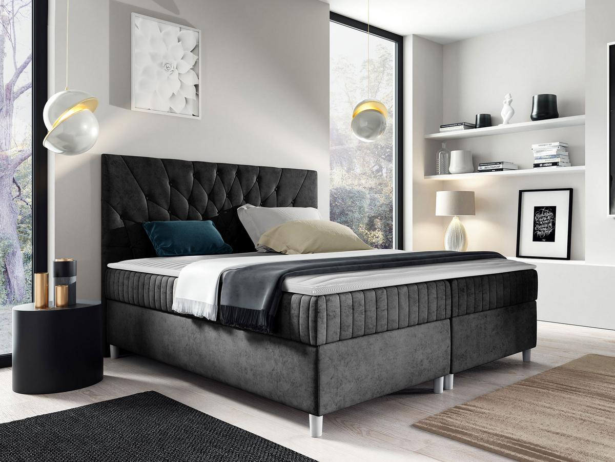 BOXBETT Prowansja - H3 - Schwarz, Holz (160/200cm) - MIRJAN24