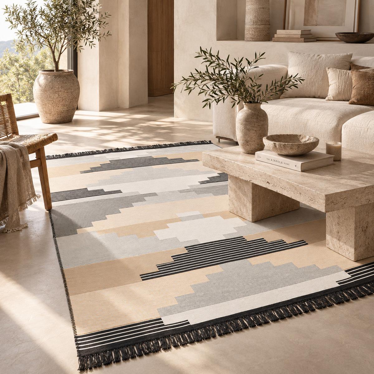 TEPPICH BEIDSEITIG ETHNO KELIM STYLE - Beige/Grau, Textil (160/230cm) - Pergamon