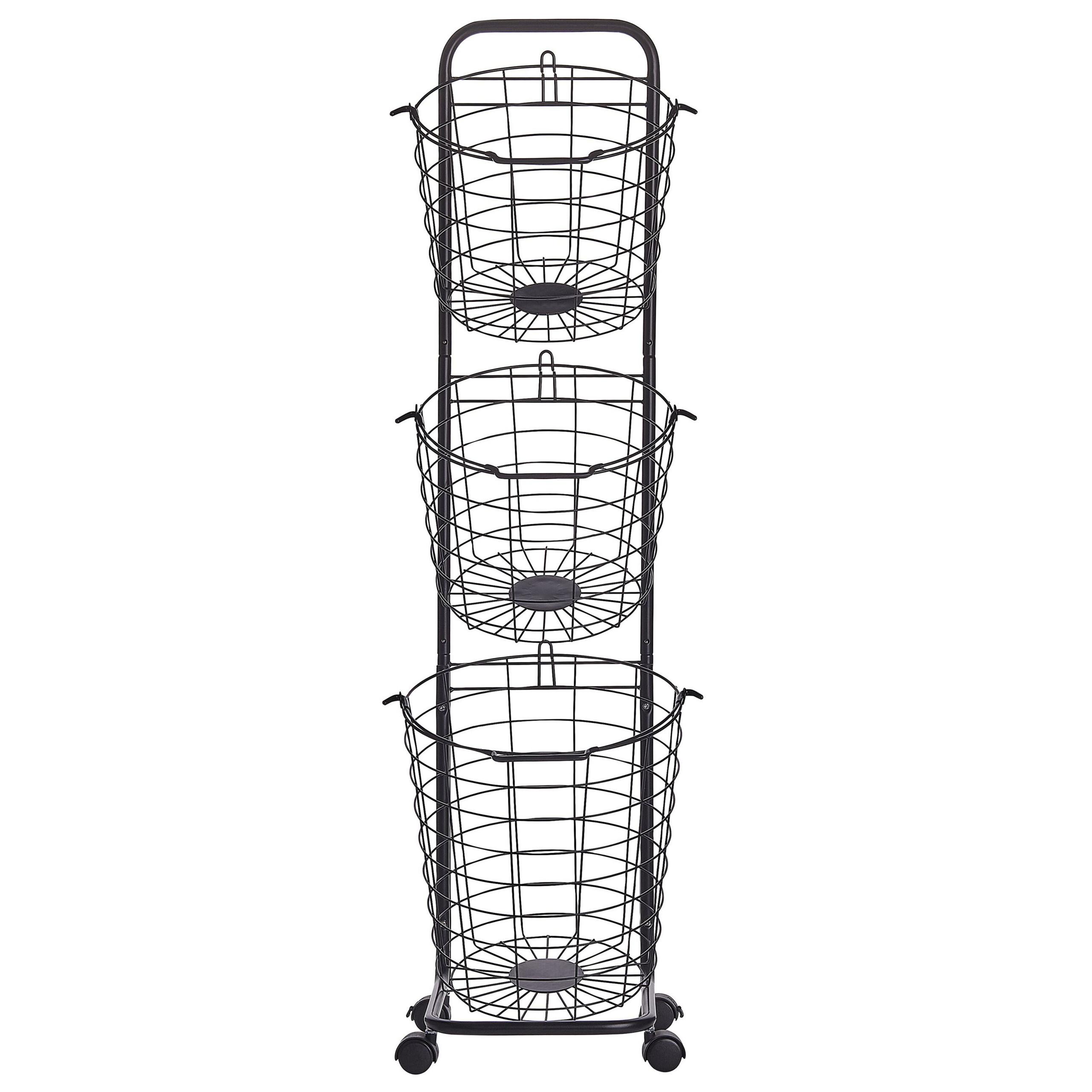 KORBSTÄNDER schwarz im 3er Set Ayapal - Schwarz, Metall (37/123/37cm) - Beliani
