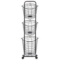 KORBSTÄNDER schwarz im 3er Set Ayapal - Schwarz, Metall (37/123/37cm) - Beliani