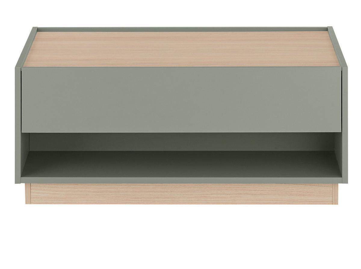 COUCHTISCH in Salbei Grün und Eiche, Wohnzimmertisch mit Schubkasten, 90 x 60 cm - Salbeigrün/Eichefarben, Holz/Holzwerkstoff (60/90/38cm) - Furn.Design