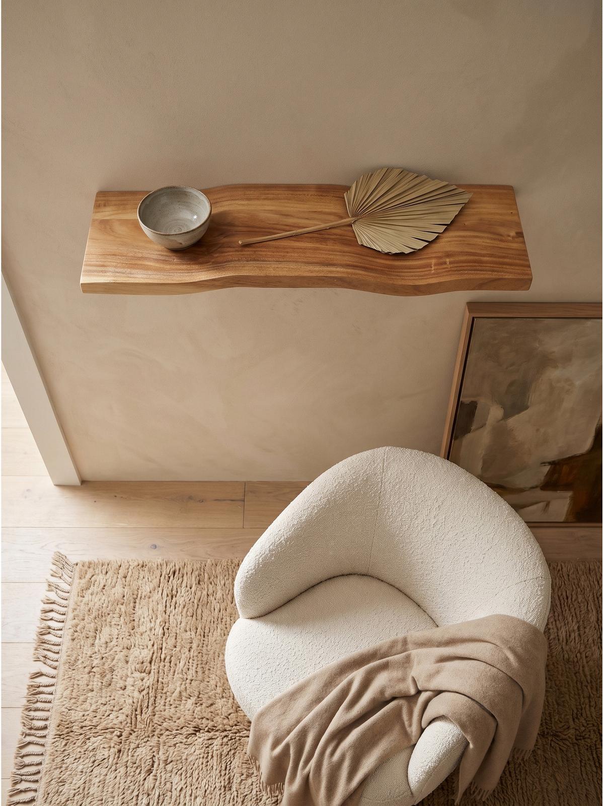WANDREGAL LEVANTO, Akazie Massivholz, handgefertigt, 60 x 20 x 2,5 cm - Akaziefarben, Holz (60/2.5/20cm) - KADIMA DESIGN