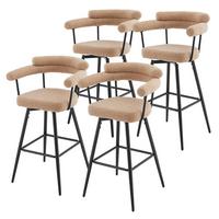 BARHOCKER 4er Set drehbar Braun mit Teddy-Stoff 76 cm hoch - Schwarz/Braun, Textil/Metall (61/103/55cm) - ML-DESIGN