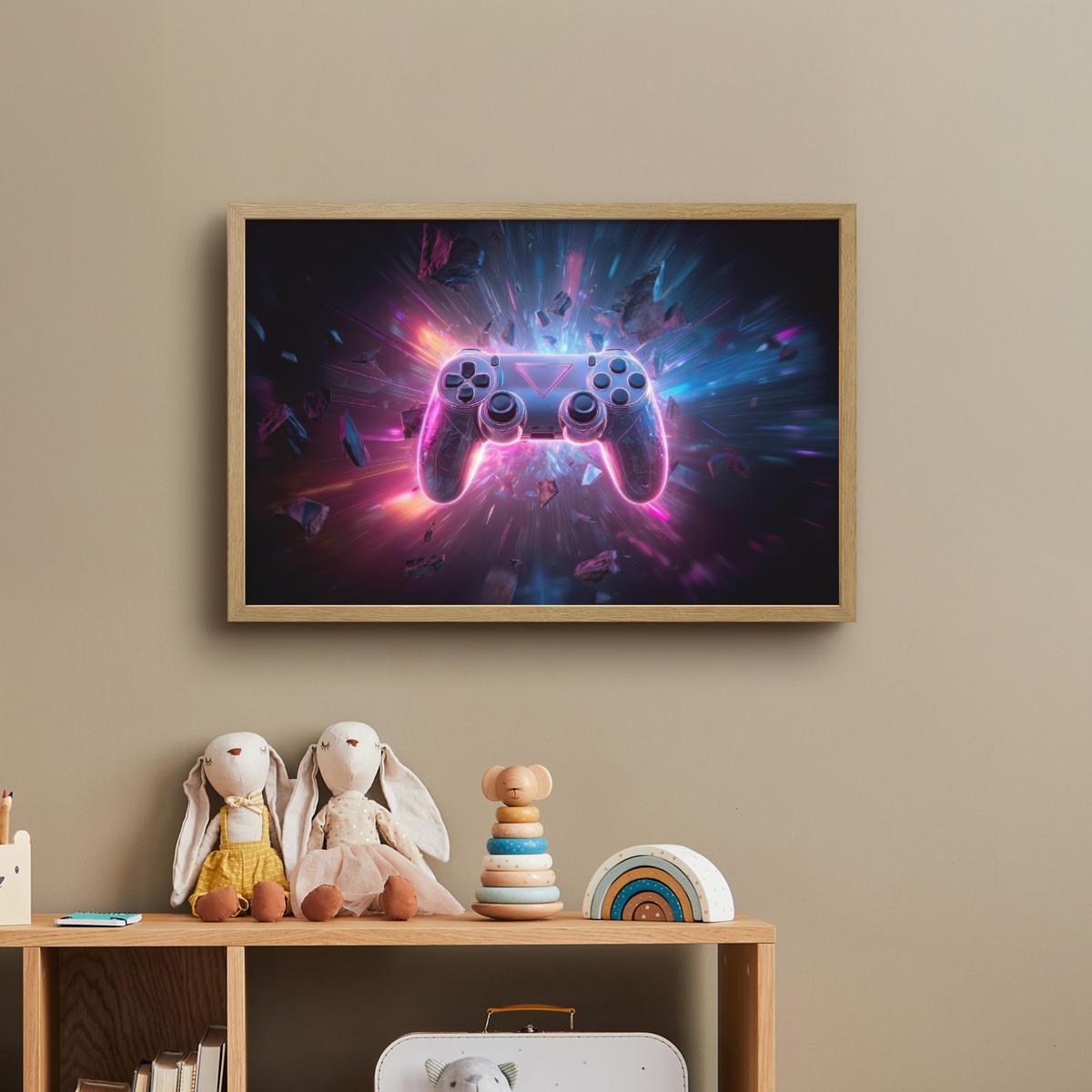 NACHTTISCHLAMPE MIT AKKU Controller - Neon - Explosion - Abstrakt 60x40 cm - Violett, Holzwerkstoff (8/60/40cm) - OnlyWow