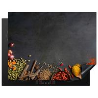 HERDABDECKPLATTE Kräuter - Lebensmittel - Gewürze - Schwarz - Paprika - Zimt Induktionsmatte 77x59 cm - Currygelb, Kunststoff (77/59/0.2cm) - MuchoWow