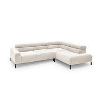 ECKSOFA DELIA Weiß Cord - Schwarz/Weiß, Textil/Metall (276/219cm) - KAWOLA