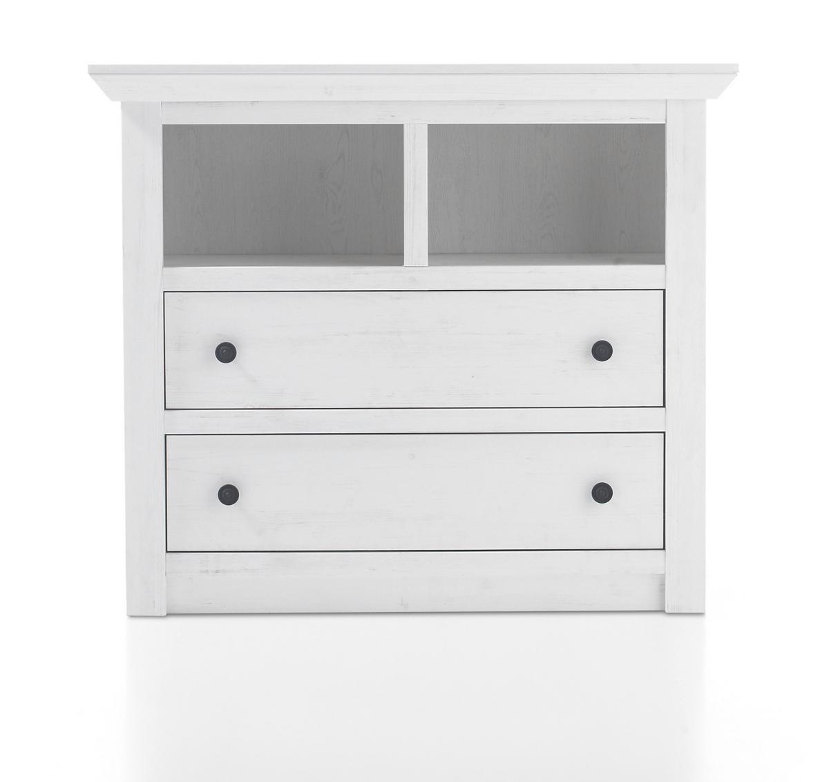 KOMMODE Hooge in Pinie weiß 105 x 90 cm - Weiß, Holzwerkstoff/Metall (105/90/45cm) - Furn.Design