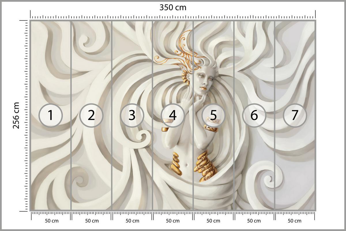 FOTOTAPETE Medusa Abstraktion 3D Effekt 350x256 - Beige, Papier (350/256cm) - Muralo