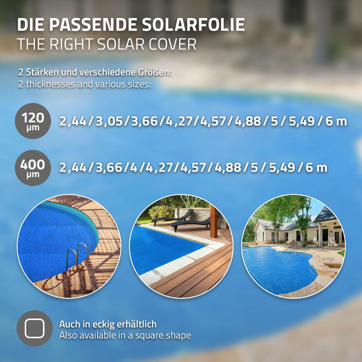 POOL SOLARFOLIE rund Ø 500 cm Blau 120µm aus PE-Luftpolster - Blau, Kunststoff (500/500cm) - ECD-Germany