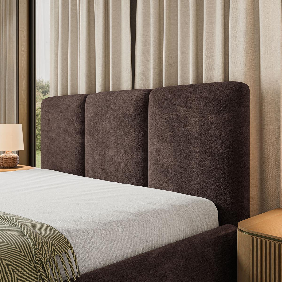 POLSTERBETT MORENA LM 180x200 cm mit Bettkästen - Braun - Braun, Holz (180/200cm) - MASSENO
