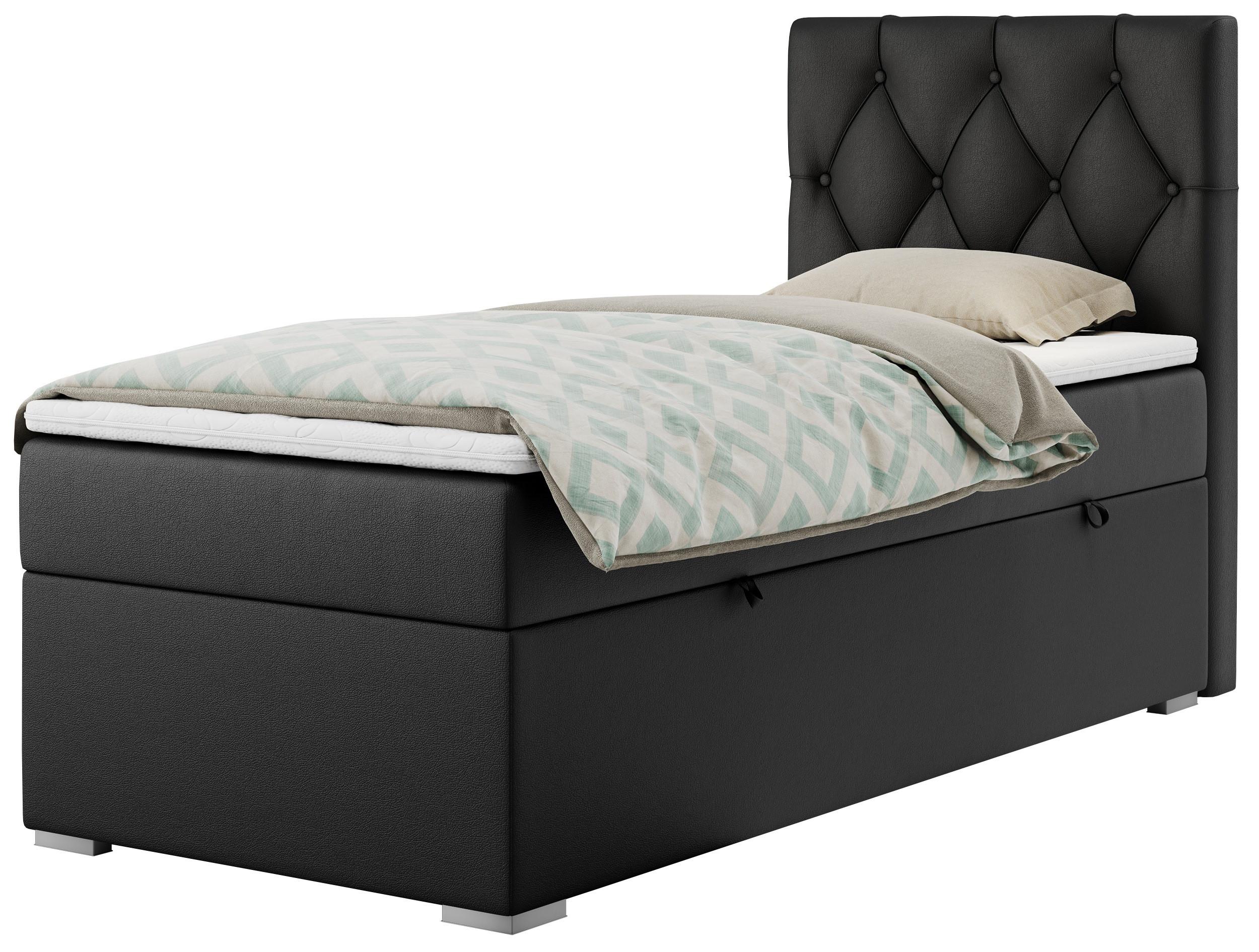 BOXBETT ALDA 90/200 Schwarz Kunstleder - H3 - Rechts Seite - Schwarz, Holz/Textil (90/200cm) - MKS