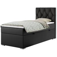 BOXBETT ALDA 90/200 Schwarz Kunstleder - H3 - Rechts Seite - Schwarz, Holz/Textil (90/200cm) - MKS