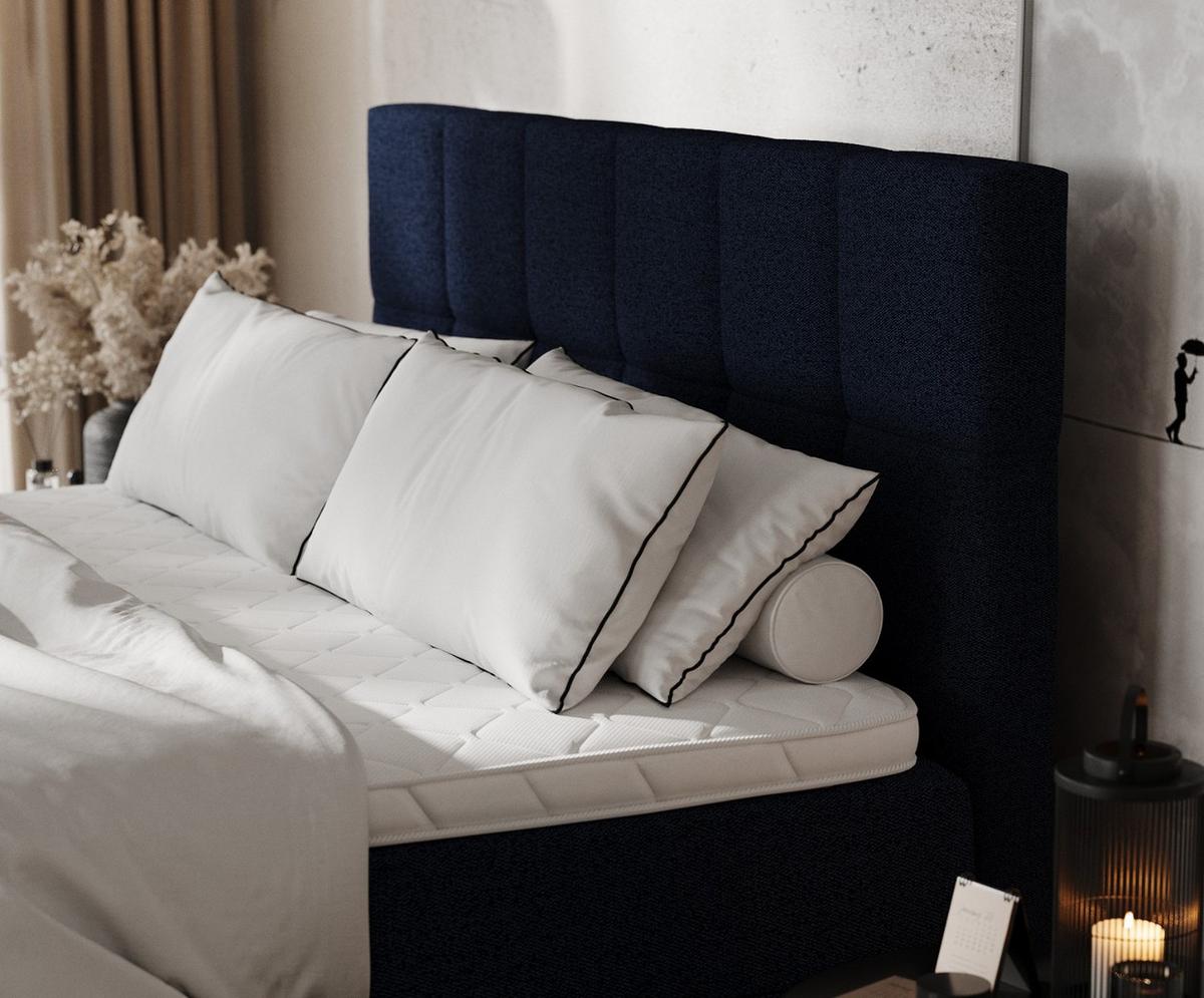 BOXBETT Savio 180/200 cm Marineblau im Riva Stoff - Schwarz/Dunkelblau, Holz/Holzwerkstoff (180/200cm) - AltaBeds