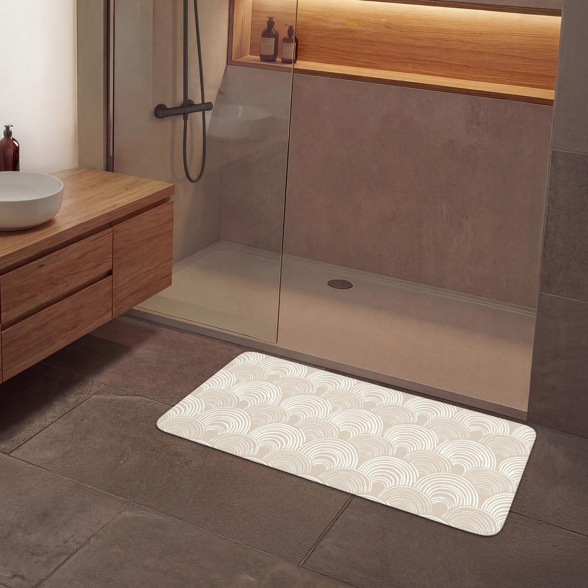 BADEMATTE Wellen - Textur - Beige 120x60 cm - Kaschmir, Textil (120/60cm) - OnlyWow