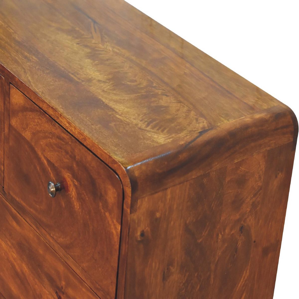 KOMMODE Stella, 2 über 3 Schubladen, Nordische Beine, Braun - Messingfarben/Braun, Holz/Metall (70/98/35cm) - Artisan Furniture