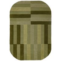 WOLLTEPPICH handgetuftet LUNAN, Blockstreifen, Olivgrün, 140 x 200 cm - Grün, Textil (140/200cm) - KADIMA DESIGN