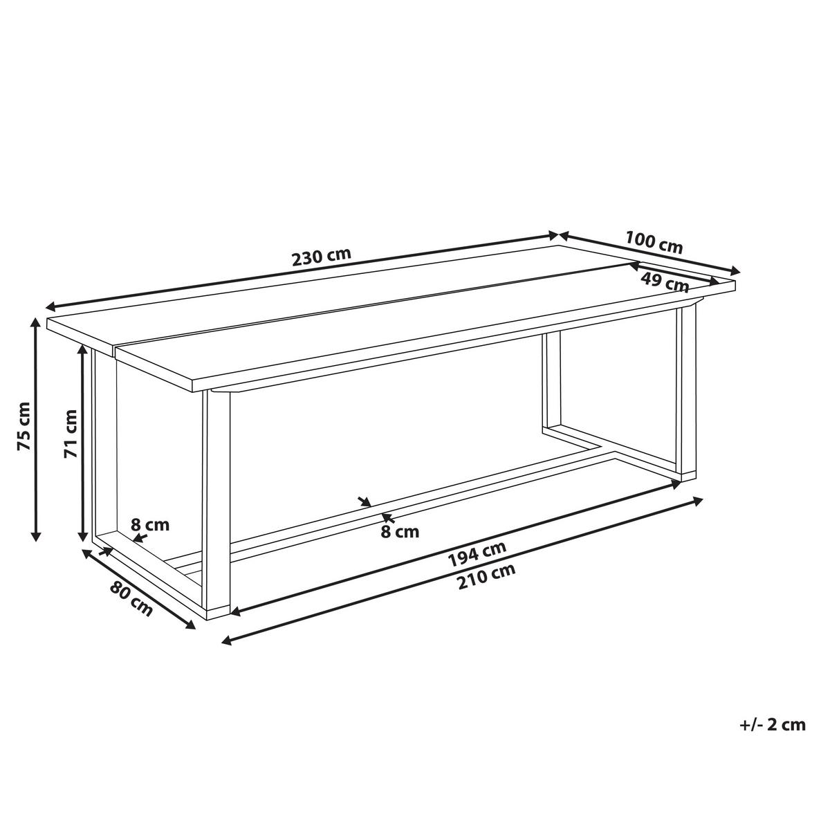 GARTENTISCH Heller Holzfarbton Azzanello - Hellbraun, Holz (100/230/75cm) - Beliani
