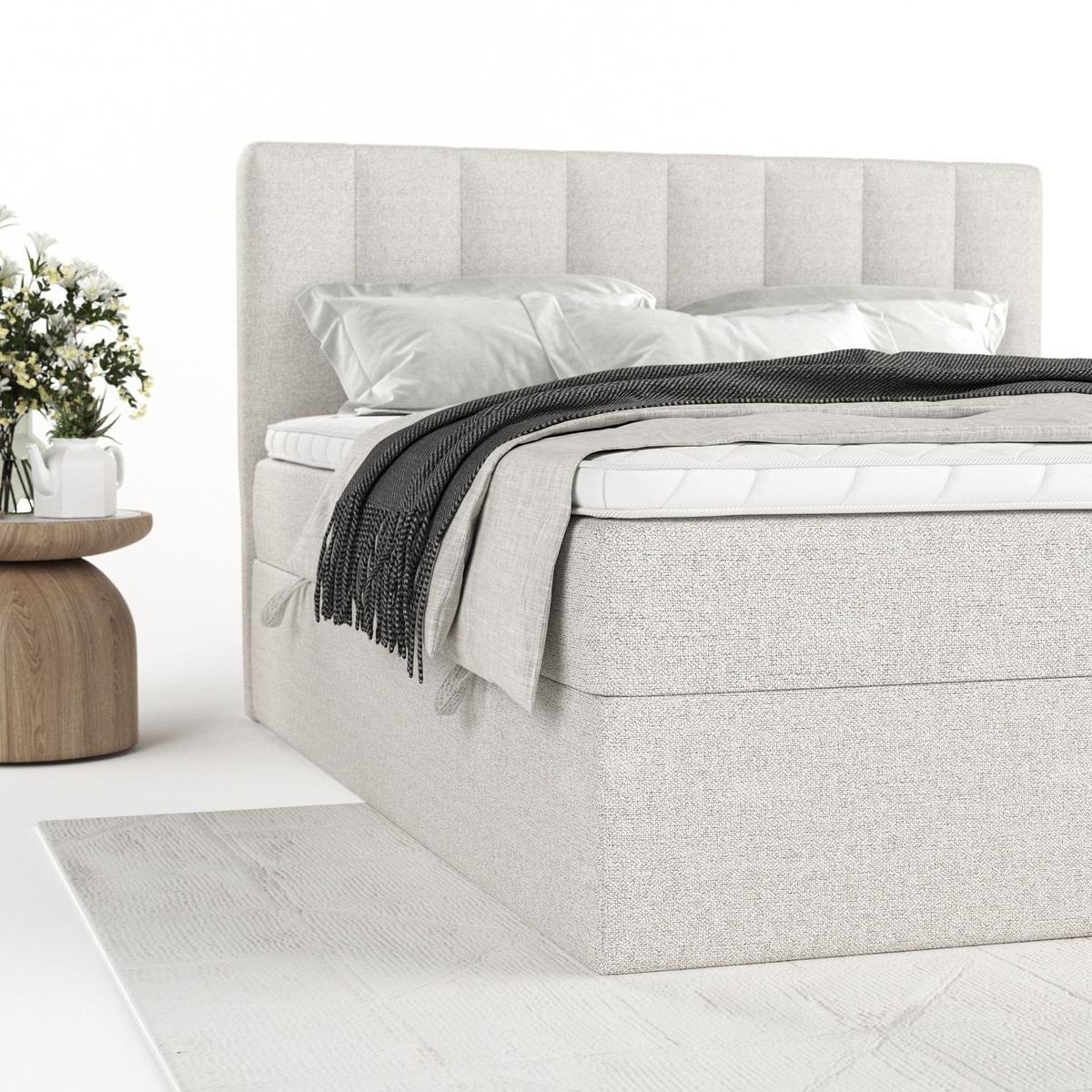 BOXBETT Bari 180/200 cm Hellbeige im Riva Stoff - Sandfarben, Holz/Holzwerkstoff (180/200cm) - AltaBeds