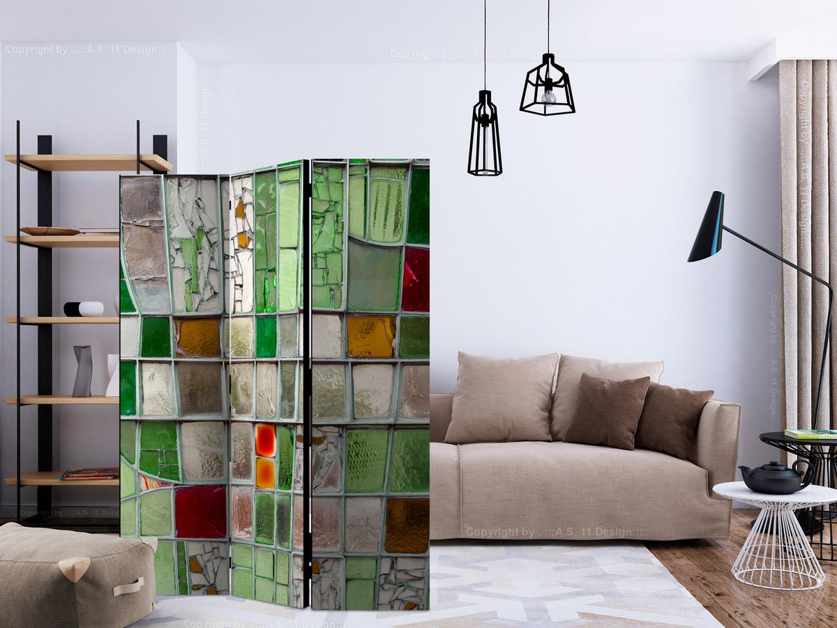 PARAVENT Akustik 3-tlg 135x172 cm Glas Vitrage - Multicolor, Holz/Textil (135/172/3cm) - Muralo
