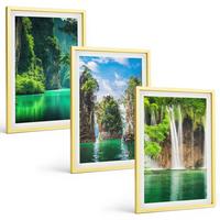BILDER SET 3er Set - 40x60 cm Goldrahmen - Grüne Landschaften, Wasserfälle - Goldfarben, Kunststoff (40/60cm) - TULUP