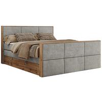 BOXSPRINGBETT ALBERO 2 KING DUO 180/200 Hellgrau Strukture - H4 - Hellgrau, Holz/Textil (180/200cm) - MKS