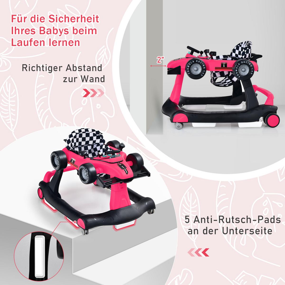LAUFLERNWAGEN Pink - Pink, Kunststoff (73/56/64cm) - COSTWAY