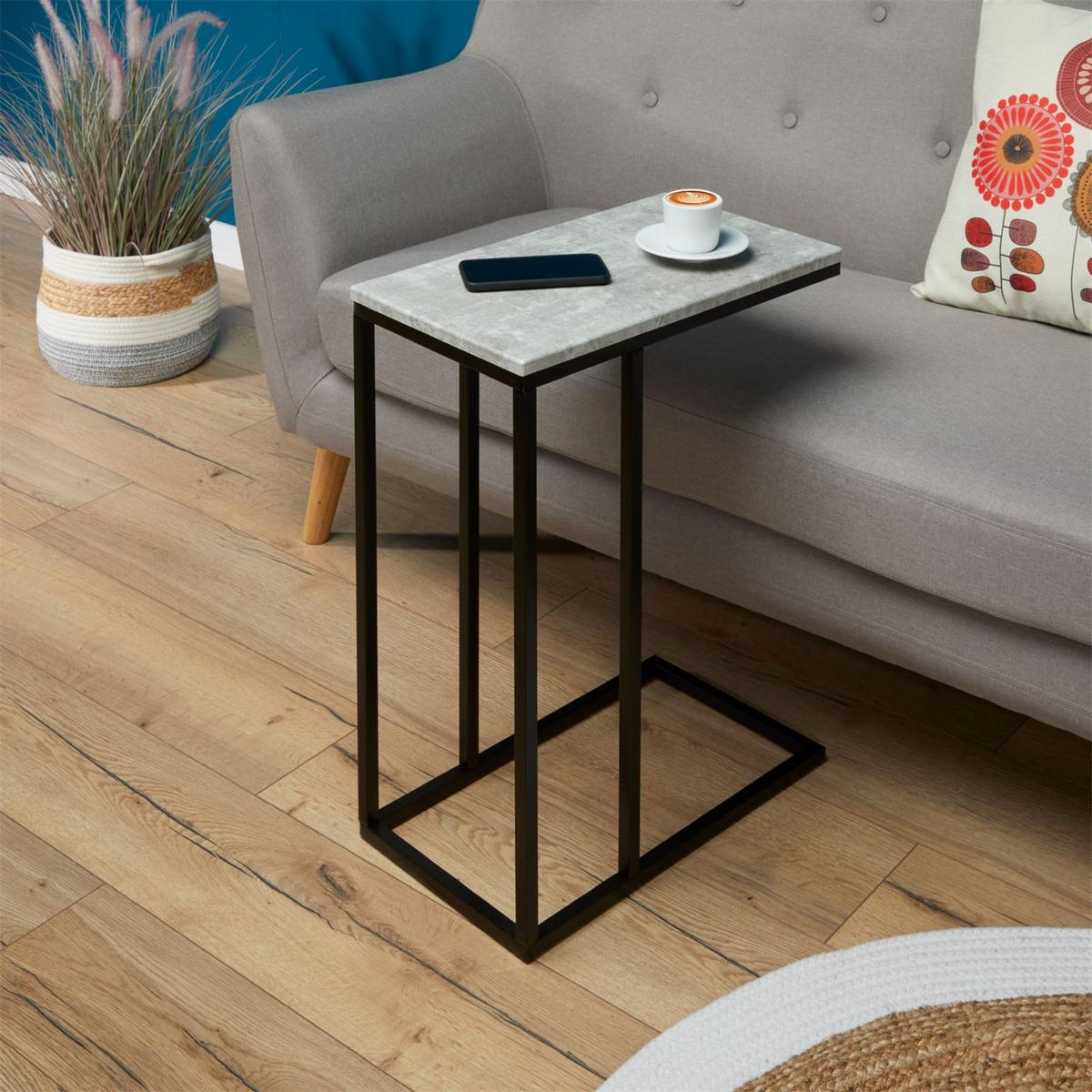 BEISTELLTISCH DEBORA Betonoptik/schwarz - Schwarz/Grau, Holzwerkstoff (26/46/61cm) - IDIMEX