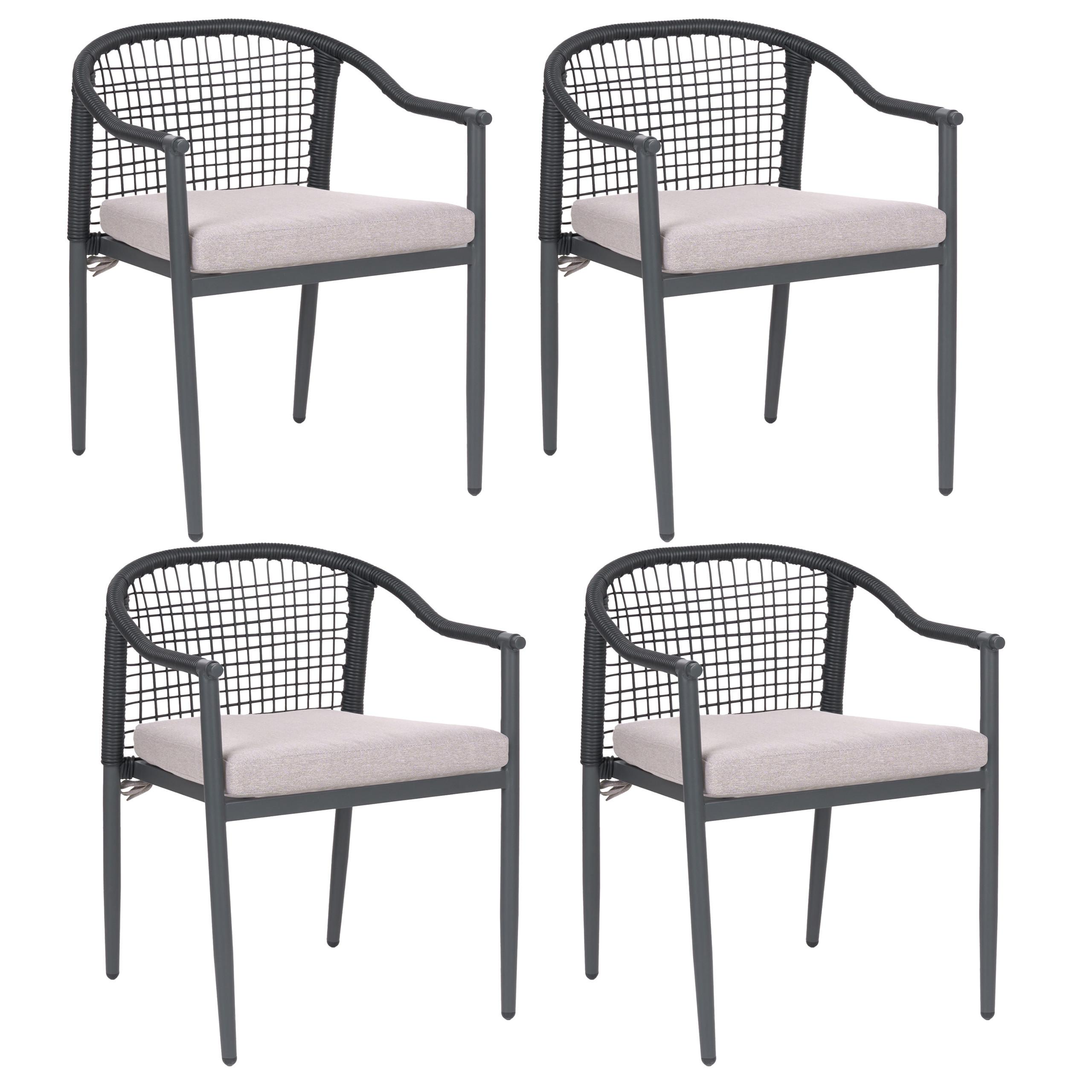 STUHL 4er-Set und Sitzkissen Metall Schwarz Ozzero - Schwarz, Metall (55/76/60cm) - Beliani