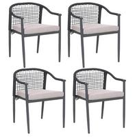 STUHL 4er-Set und Sitzkissen Metall Schwarz Ozzero - Schwarz, Metall (55/76/60cm) - Beliani