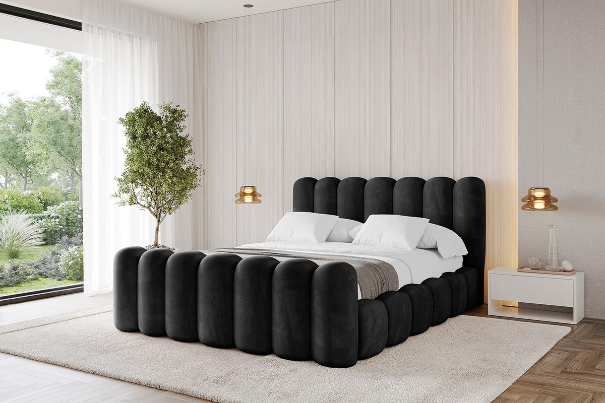POLSTERBETT mit Bettkasten, Fußteil und Lattenrost, Boxbett ohne Matratze - SENA-Z 180x200 Schwarz - Schwarz, Holzwerkstoff/Textil (180/200cm) - ALTDECOR