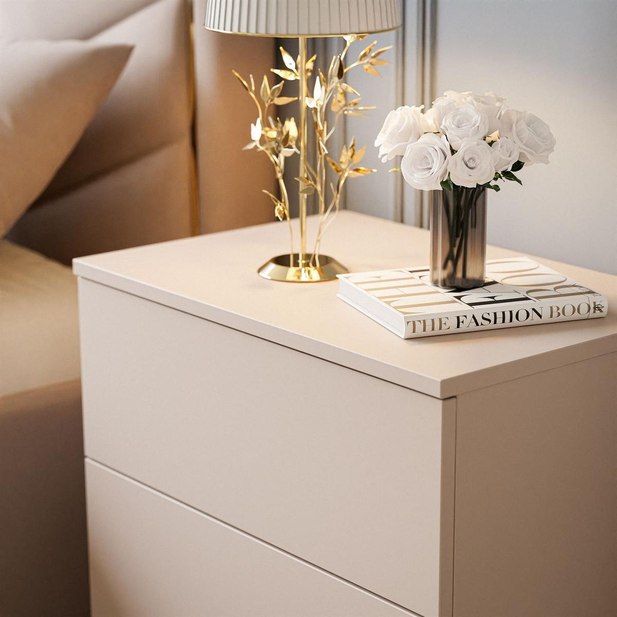 NACHTTISCH AURA KASCHMIR mit goldenen Beinen - Kaschmir, Holzwerkstoff (55/55/37cm) - Lookway