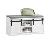 SCHUHBANK Weiß - Weiß, Holzwerkstoff/Metall (90/46/35cm) - SoBuy