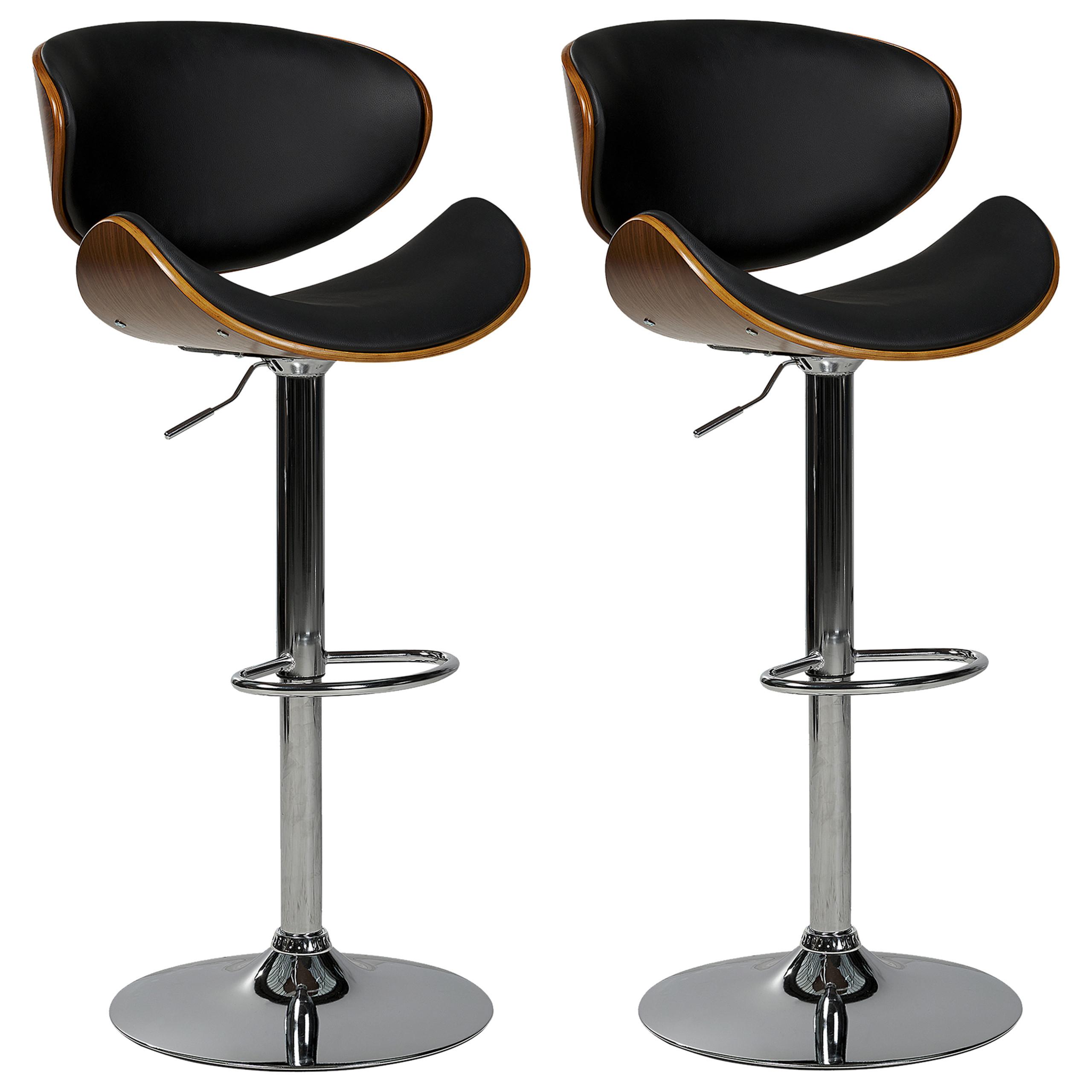 BARSTUHL 2er-Set Kunstleder drehbar SchwarzvRotterdam - Schwarz, Kunststoff (52/93/45cm) - Beliani
