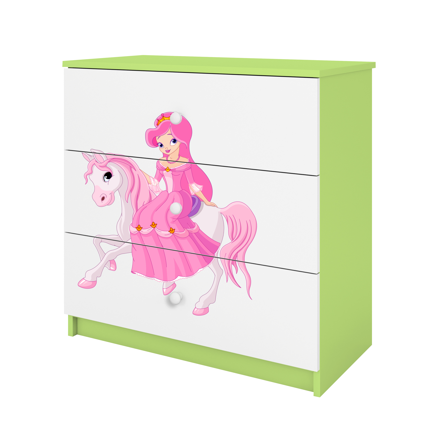 KOMMODE Babydreams Prinzessin zu Pferd 81/81/41 - Grün, Holzwerkstoff (81/81/41cm) - RAUMHIRSCH FURNITURE