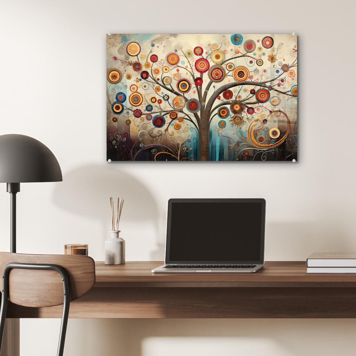 ACRYLGLASBILD Baum - Baum des Lebens - Farbe Wanddeko 60x40 cm - Braun, Glas (60/40cm) - MuchoWow