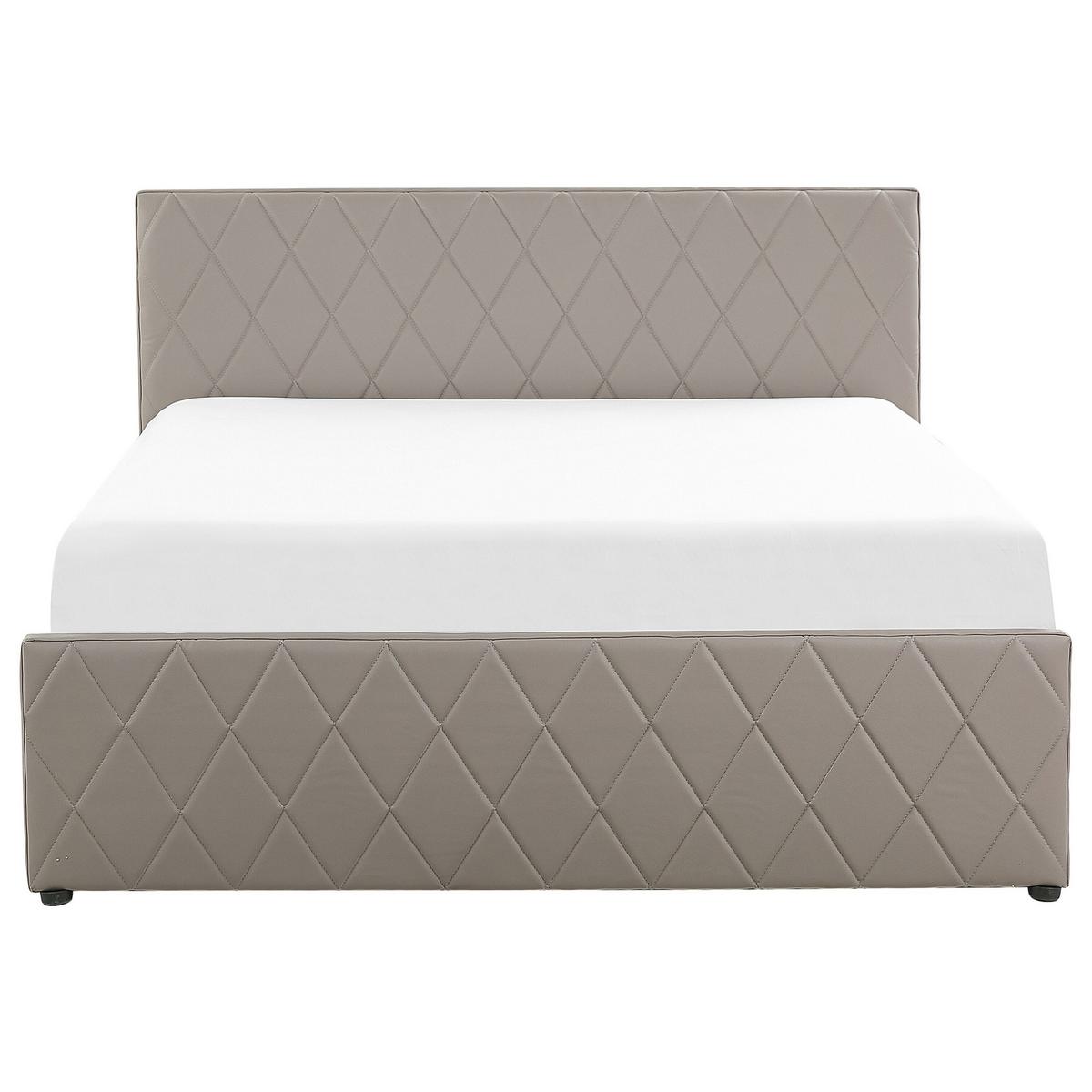 BETT mit Stauraum 180x200 cm Grau Rochefort - Taupe, Kunststoff (180/200cm) - Beliani