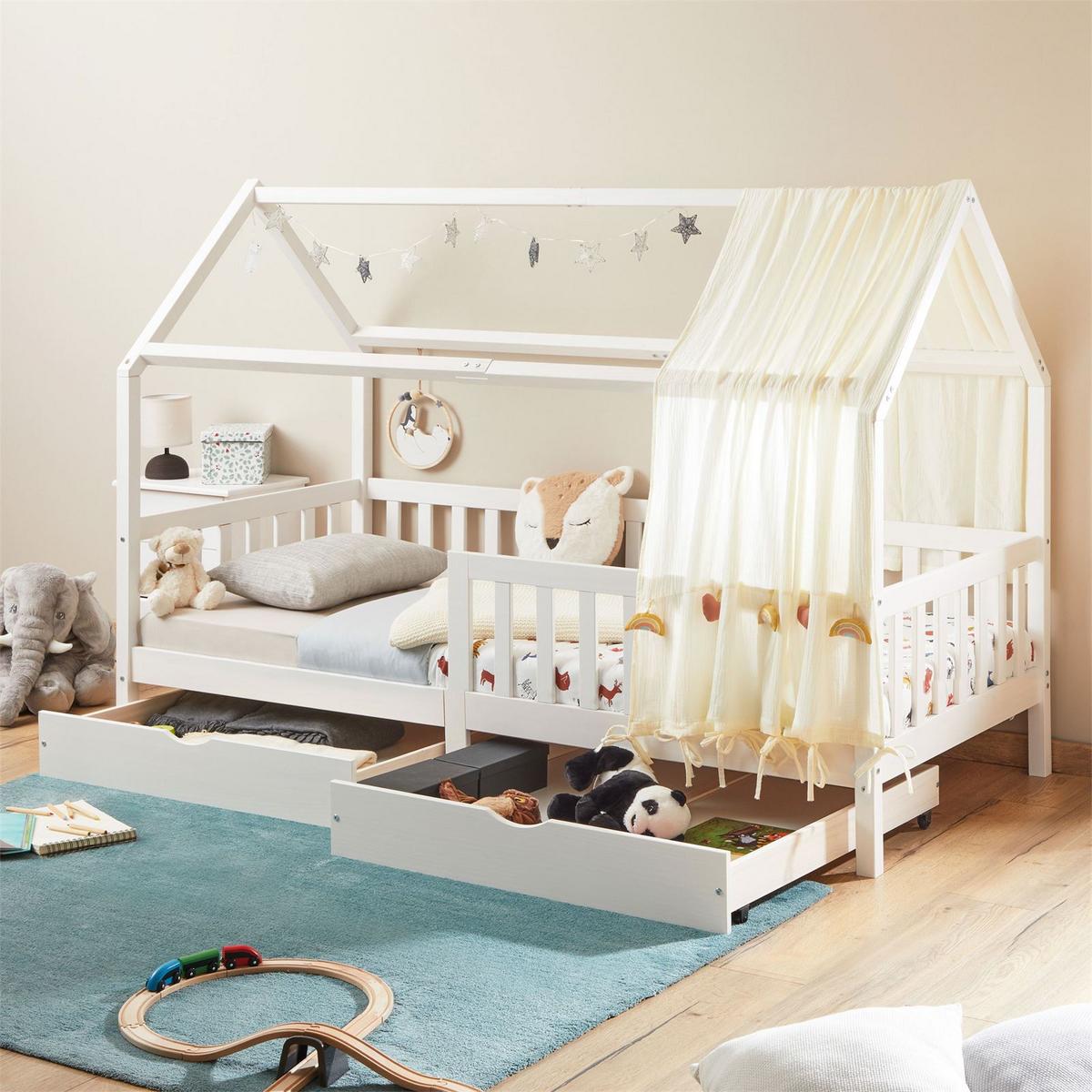 HAUSBETT NUNA 90X200 CM - Weiß, Holz (96/145/207cm) - IDIMEX