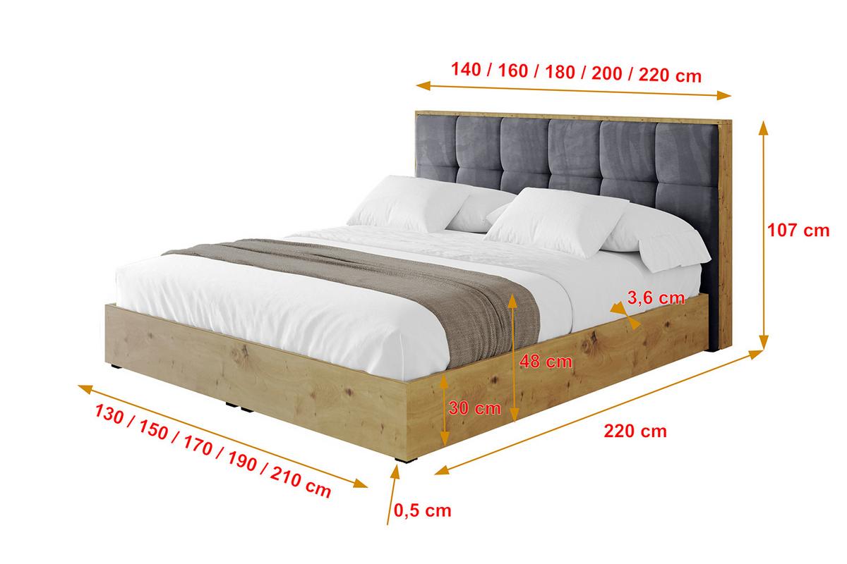 POLSTERBETT mit Bettkasten und Lattenrost, Bett mit Matratze H3/H4 - ENZO7 140x200 - Dunkelgrau, Holzwerkstoff/Textil (140/200cm) - ALTDECOR