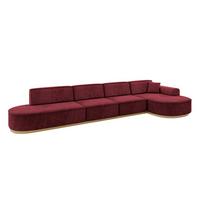 ECKSOFA Ottomane Rechts MARI-L3-v2 - 413x171x83 cm Bordeaux Velours - Bordeaux, Holzwerkstoff/Textil (171/413cm) - ALTDECOR